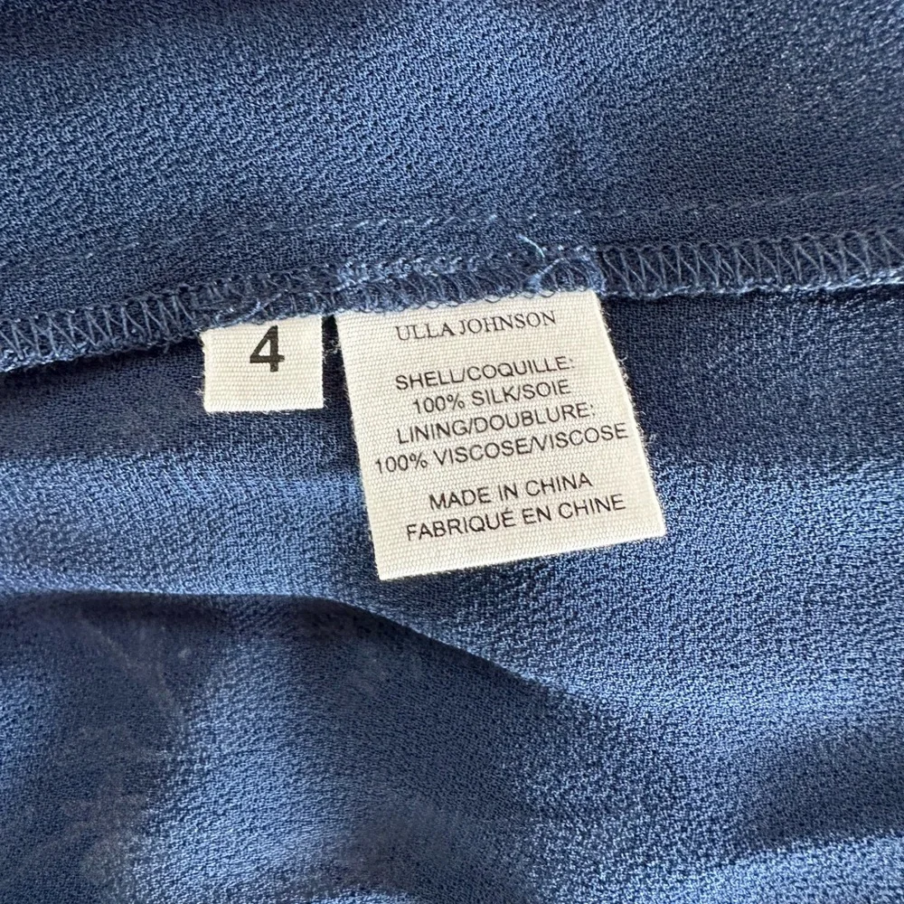 Ulla Johnson - Navy Floral Silk Ruffle Long Sleeve Dress - 4/S - Picture 6 of 9